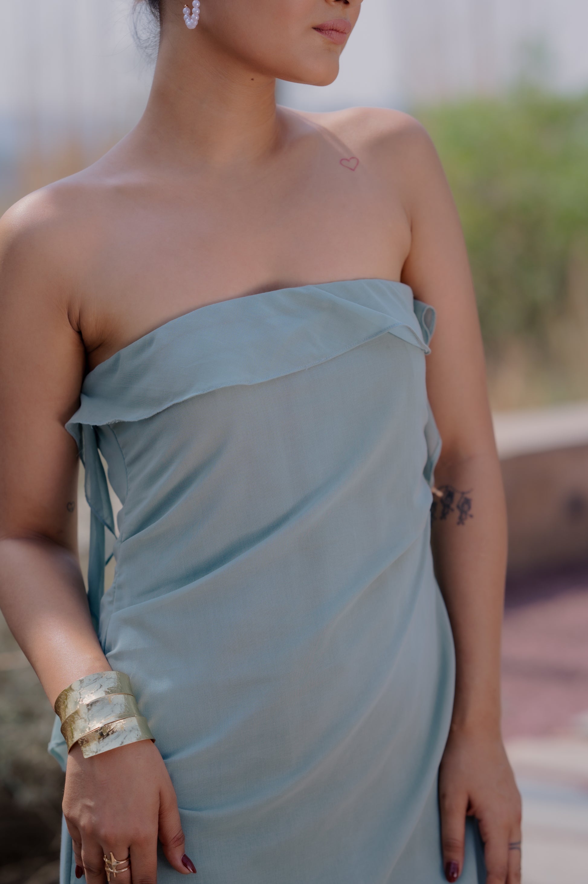 off shoulder frill dress